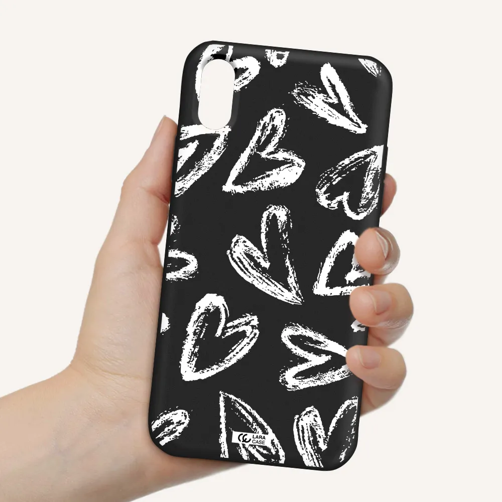 Chalk Hearts Apple iPhone X Silicone black Case