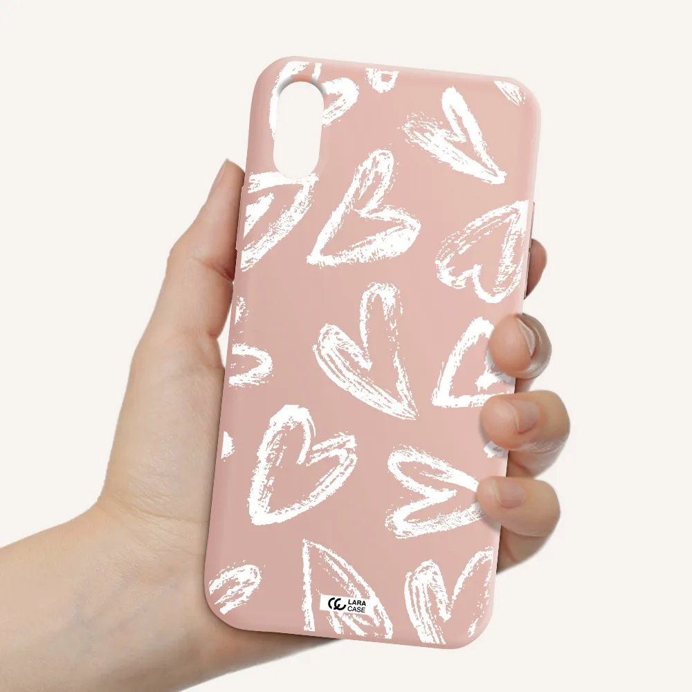 Chalk Hearts Apple iPhone X Silicone pastel pink Case