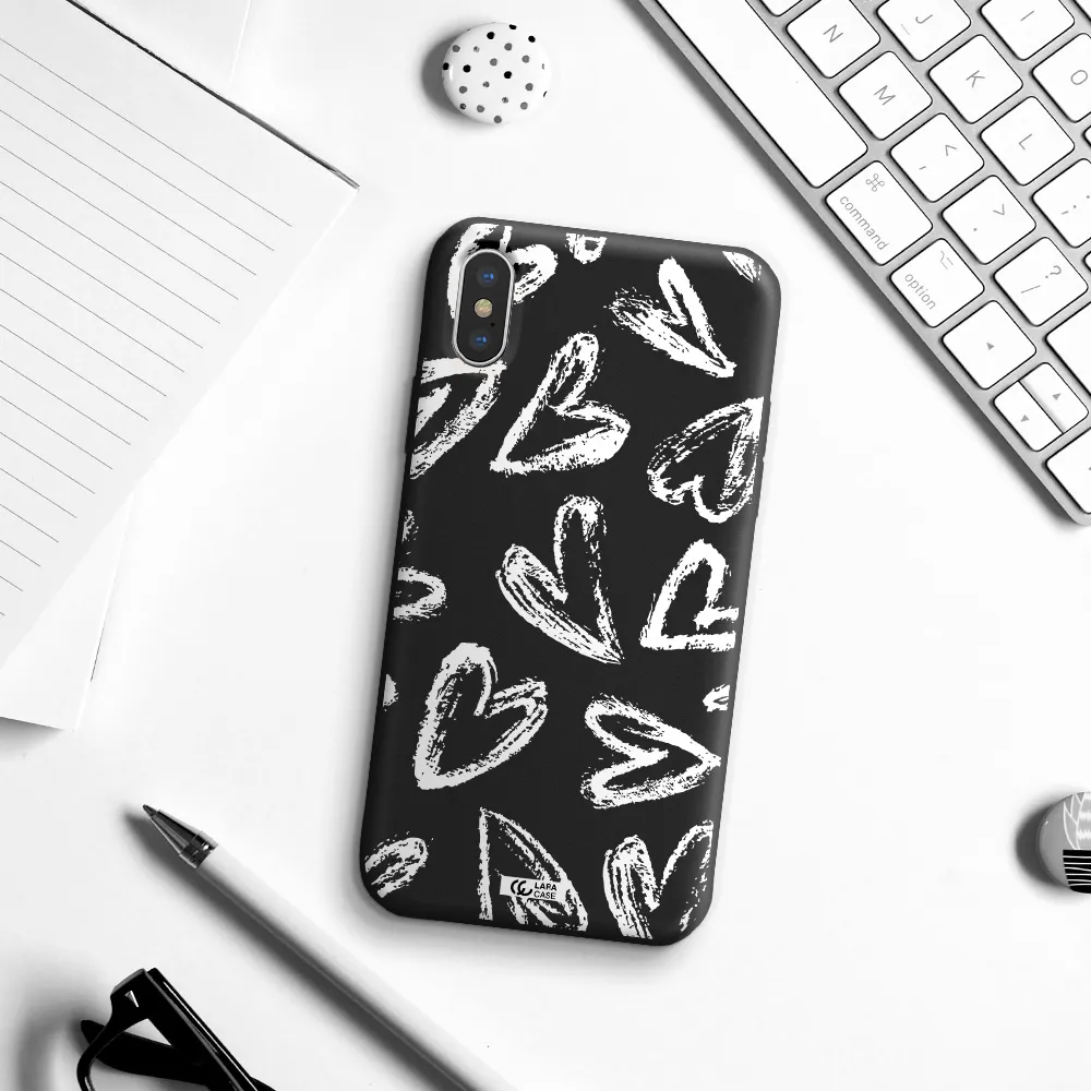 Chalk Hearts Apple iPhone XS Silicone black Case