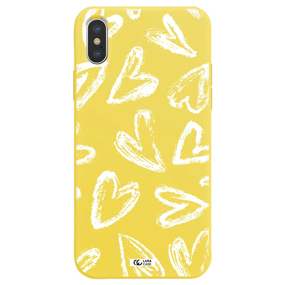 Chalk Hearts Apple iPhone XS Silicone canary yellow Case