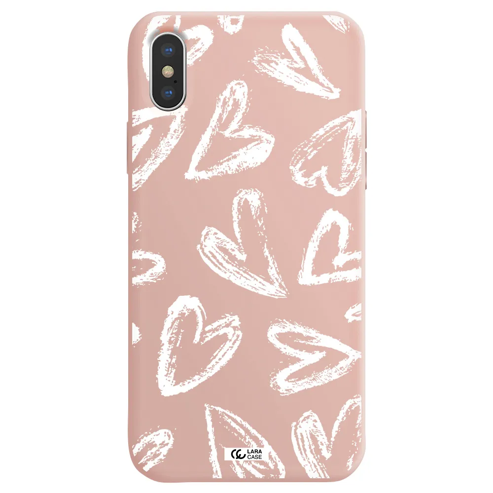 Chalk Hearts Apple iPhone XS Silicone pastel pink Case