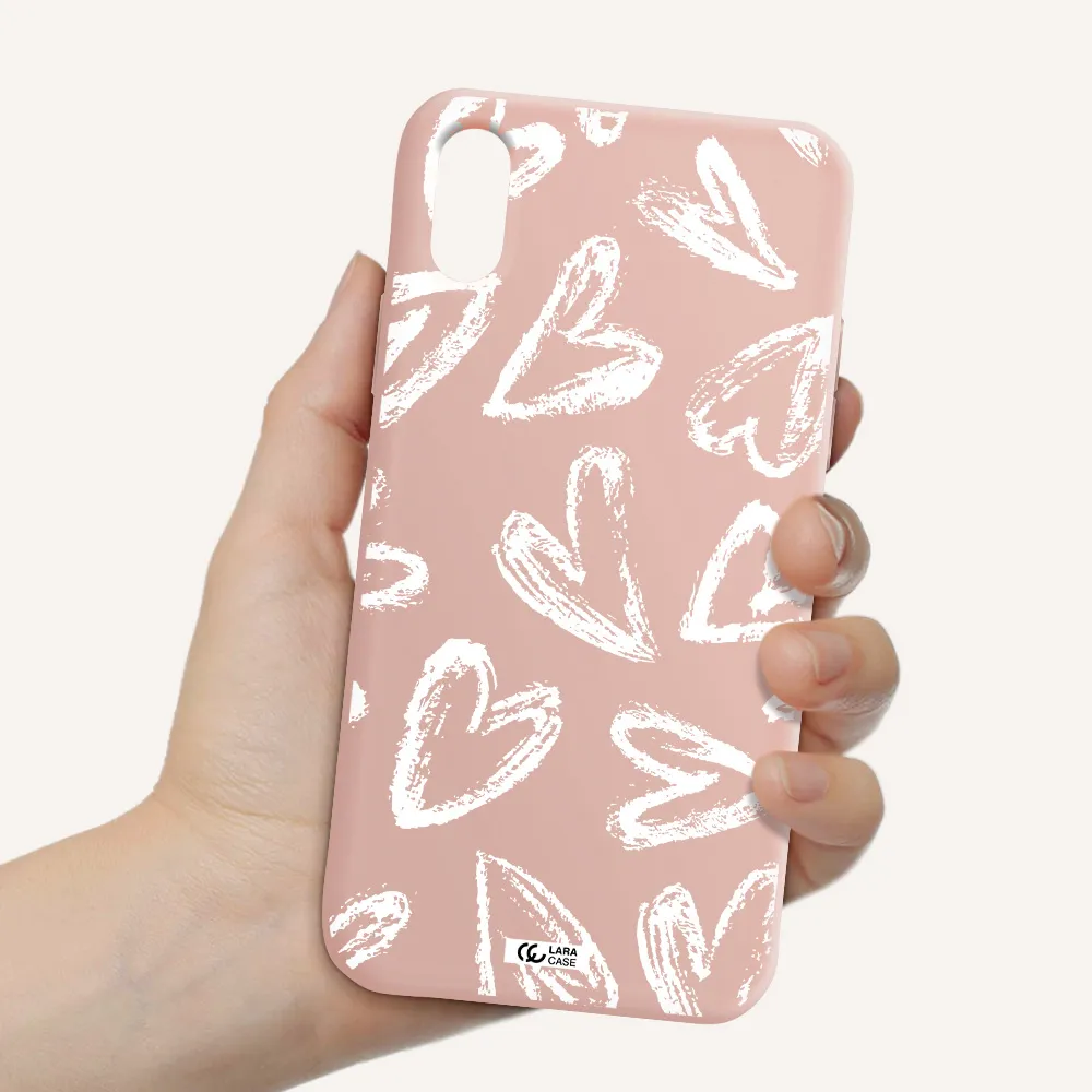 Chalk Hearts Apple iPhone XS Silicone pastel pink Case