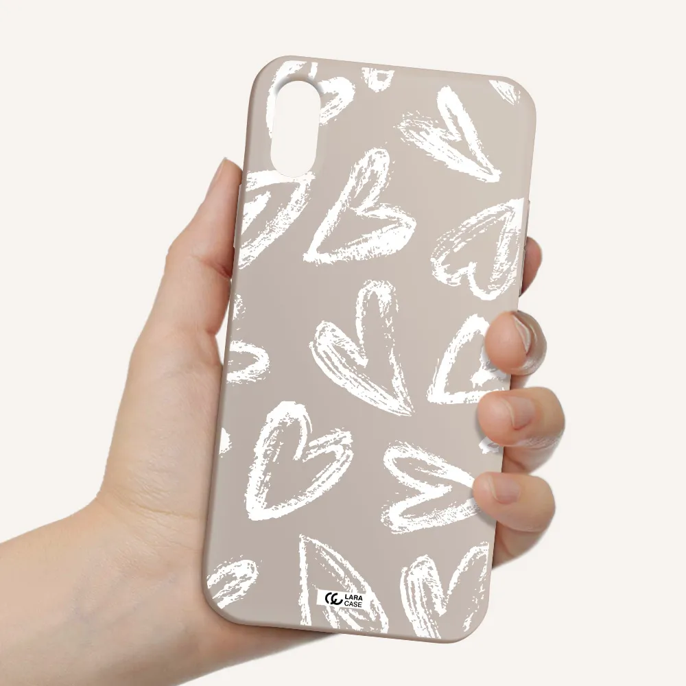 Chalk Hearts Apple iPhone XS Silicone Stone Case