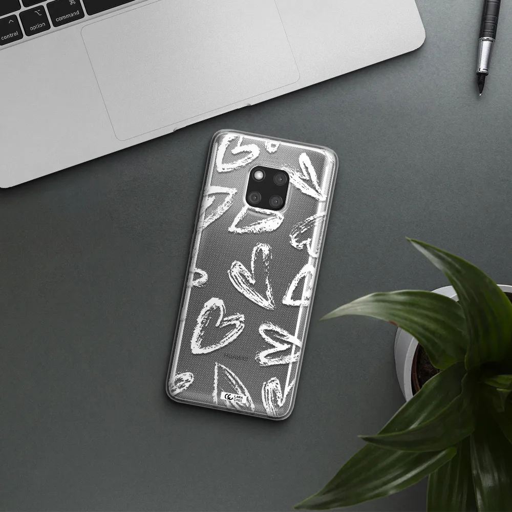 Chalk Hearts Huawei Mate 20 Pro Clear TPU Case