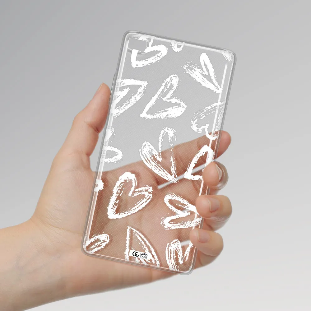 Chalk Hearts Huawei P8 Clear TPU Case