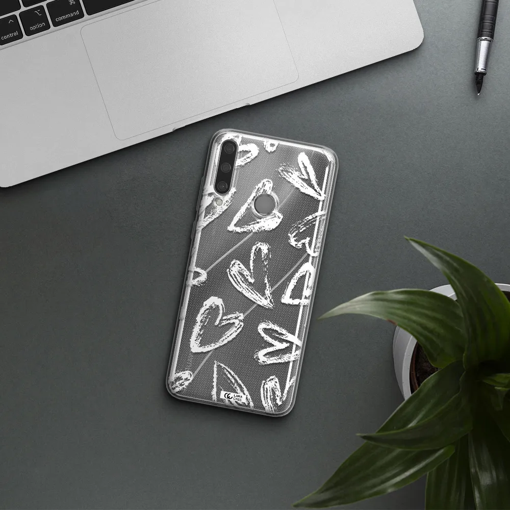 Chalk Hearts Huawei Y6P Clear TPU Case