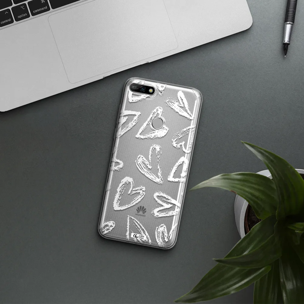 Chalk Hearts Huawei Y7 2018 Clear TPU Case