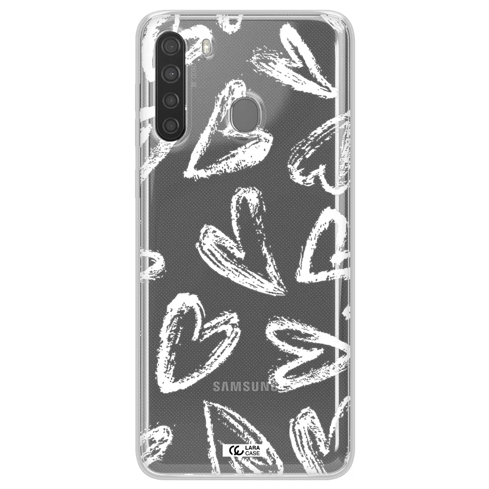 Chalk Hearts Samsung A21 Clear TPU Case