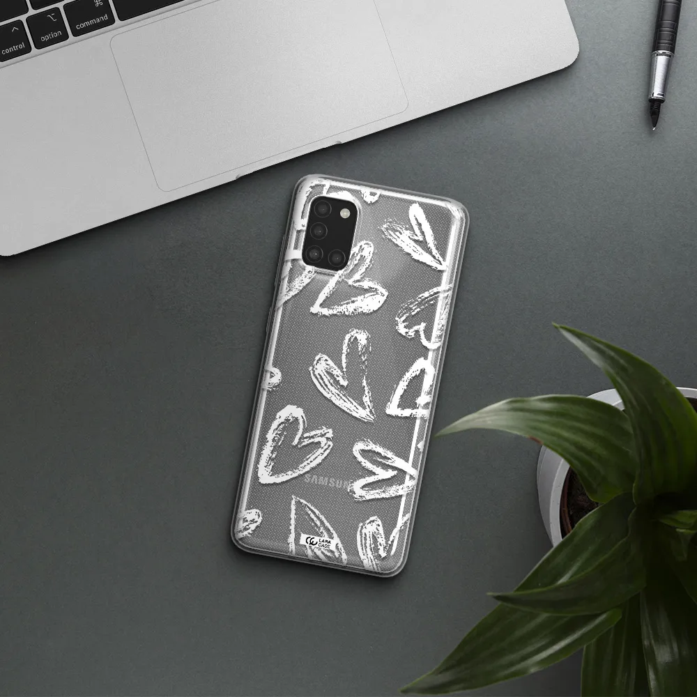 Chalk Hearts Samsung A31 Clear TPU Case