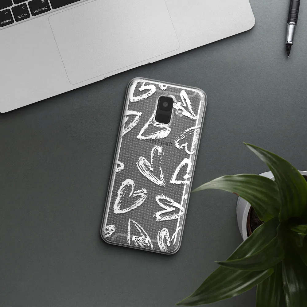 Chalk Hearts Samsung A6 Clear TPU Case