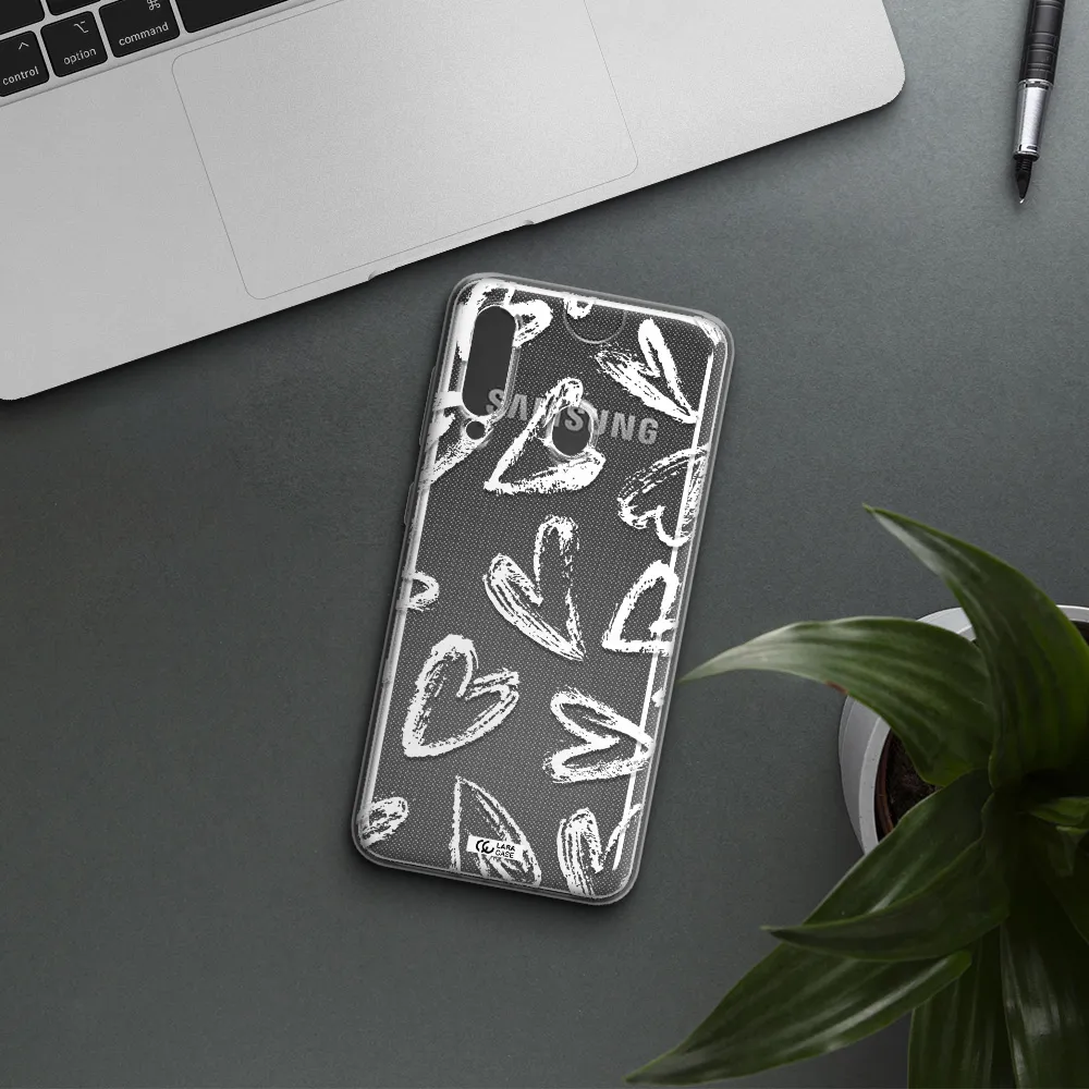 Chalk Hearts Samsung A60 Clear TPU Case