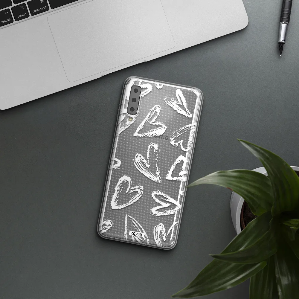 Chalk Hearts Samsung A7 2018 Clear TPU Case