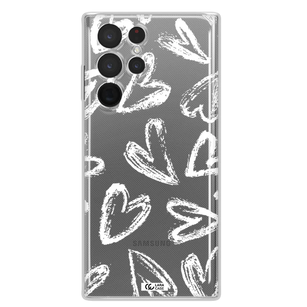 Chalk Hearts Samsung S 22 Ultra Clear TPU Case