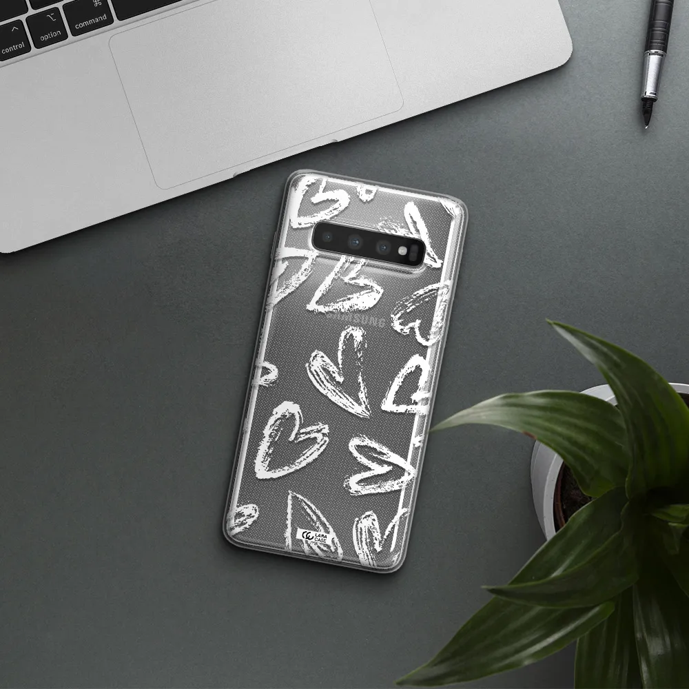Chalk Hearts Samsung S10 Clear TPU Case