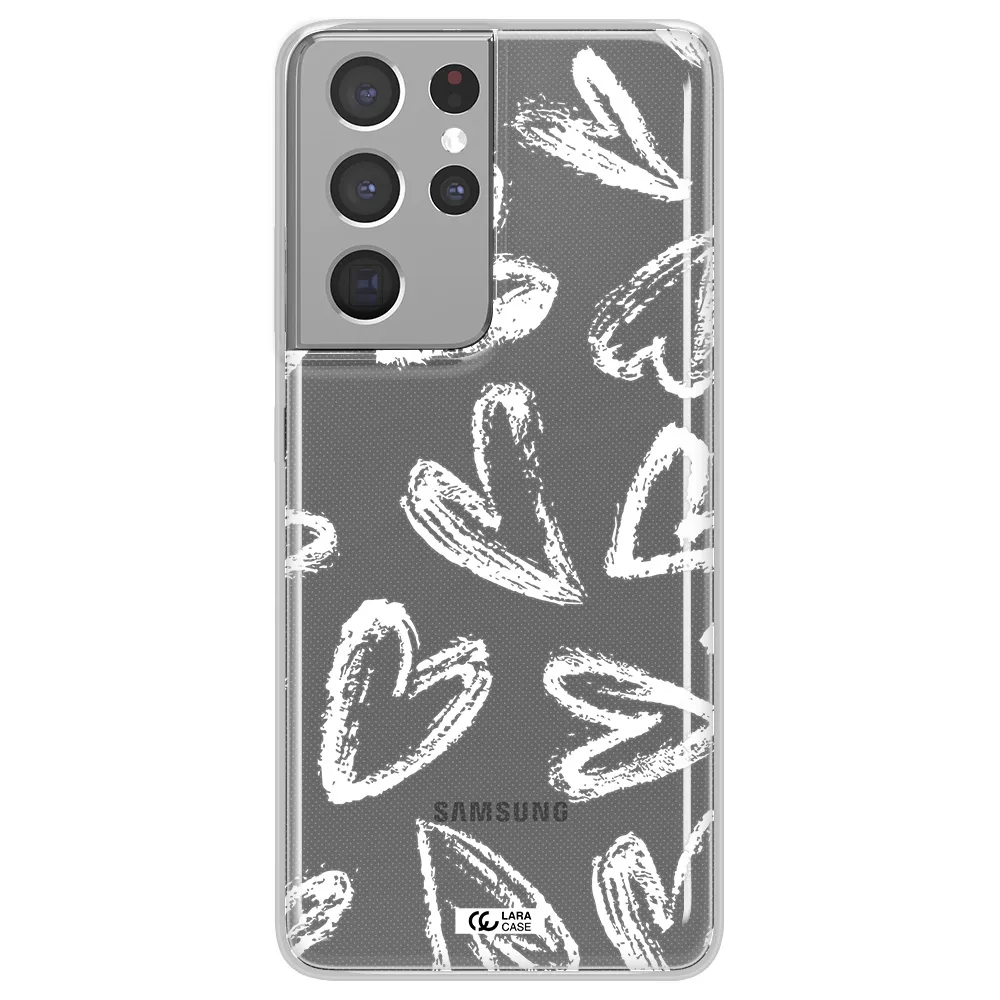 Chalk Hearts Samsung S21 Ultra Clear TPU Case