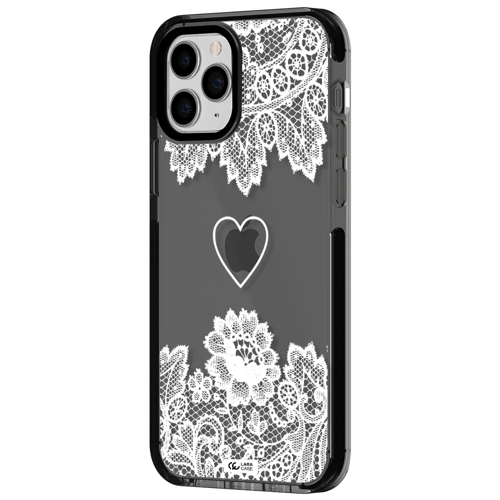 Mandala Heart Apple iPhone 11 pro impact Smoke Black Case