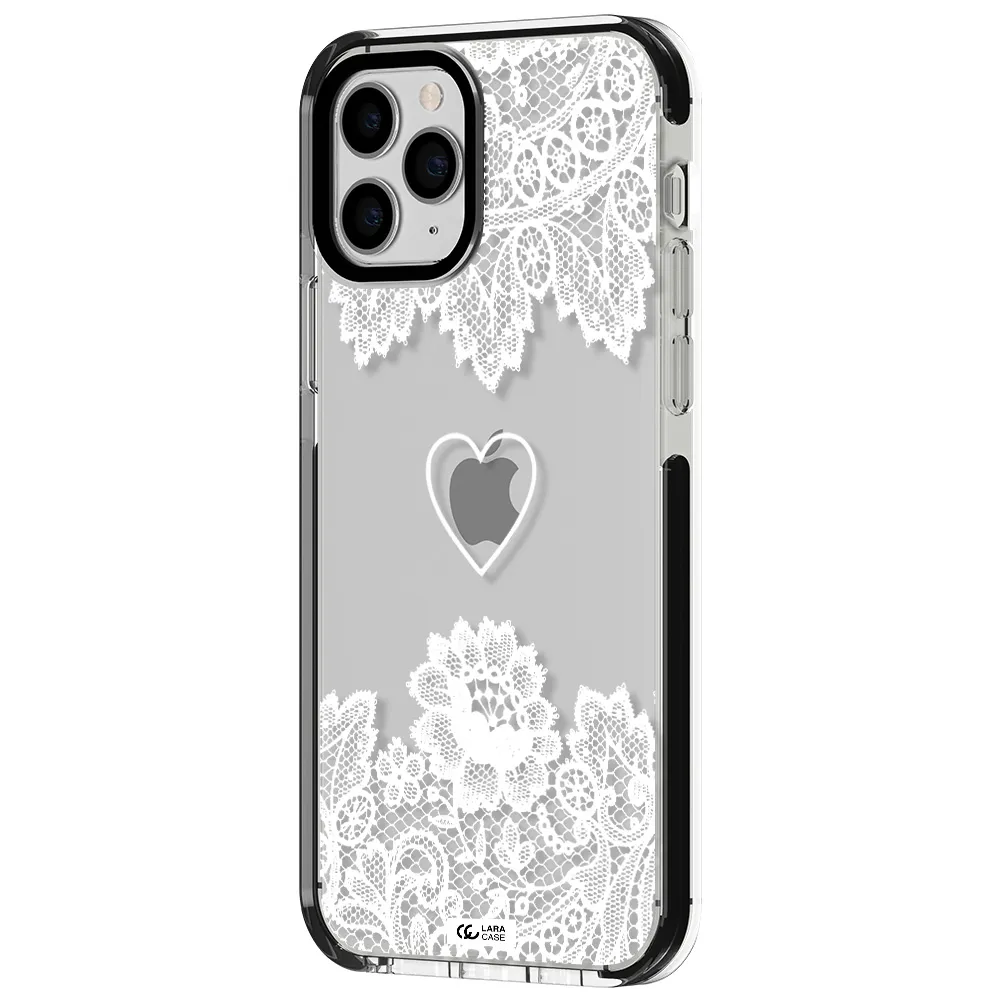 Mandala Heart Apple iPhone 11 pro max impact black border Case