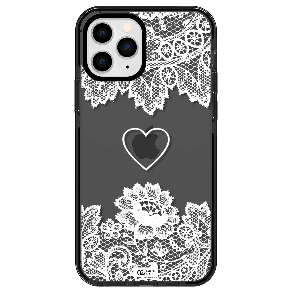 Mandala Heart Apple iPhone 11 pro max impact Smoke Black Case