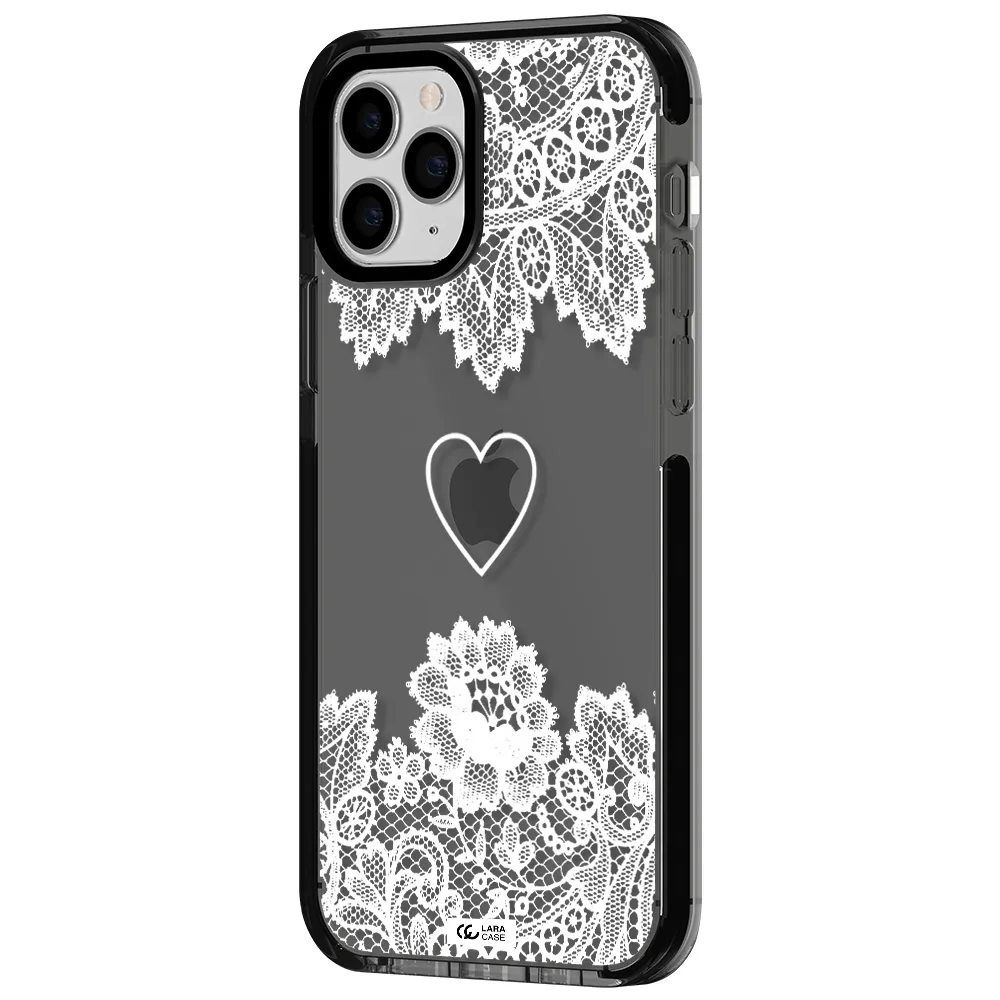 Mandala Heart Apple iPhone 11 pro max impact Smoke Black Case