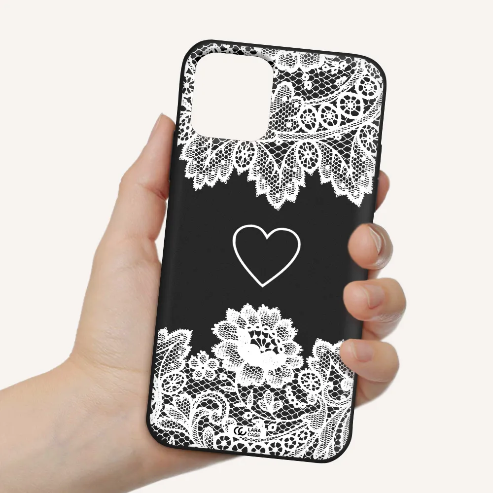Mandala Heart Apple iPhone 11 pro max Silicone black Case