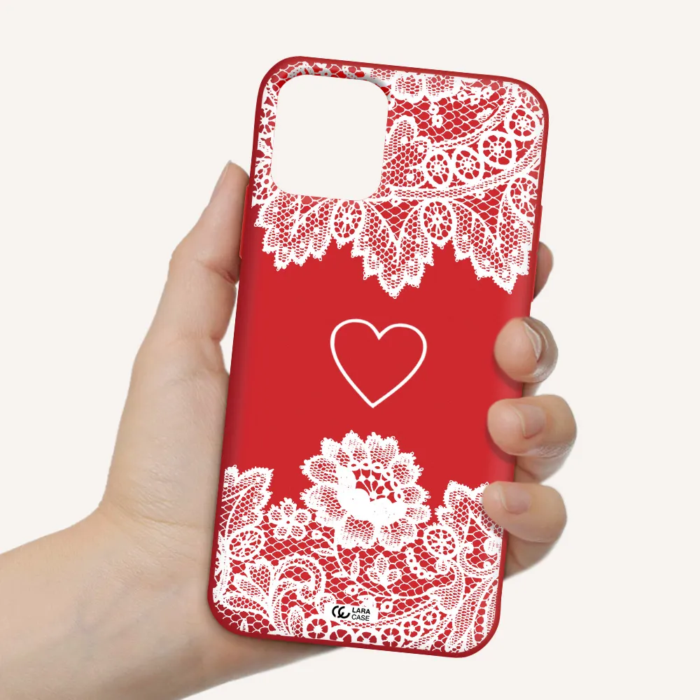 Mandala Heart Apple iPhone 11 pro max Silicone Imperial Red Case