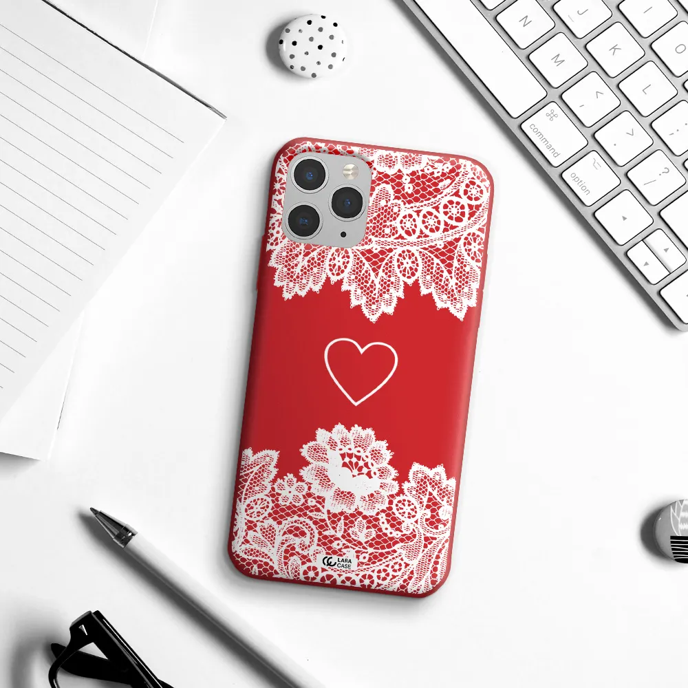 Mandala Heart Apple iPhone 11 pro max Silicone Imperial Red Case