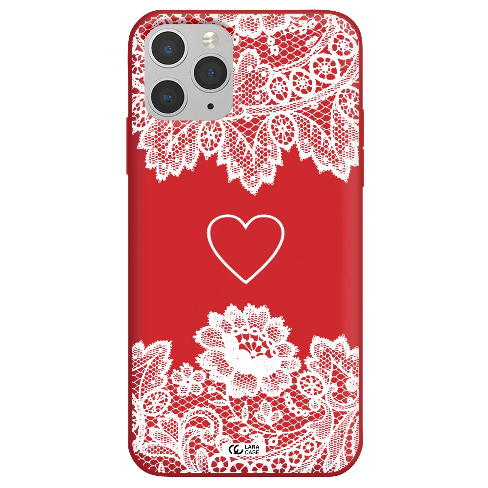 Mandala Heart Apple iPhone 11 pro Silicone Imperial Red Case
