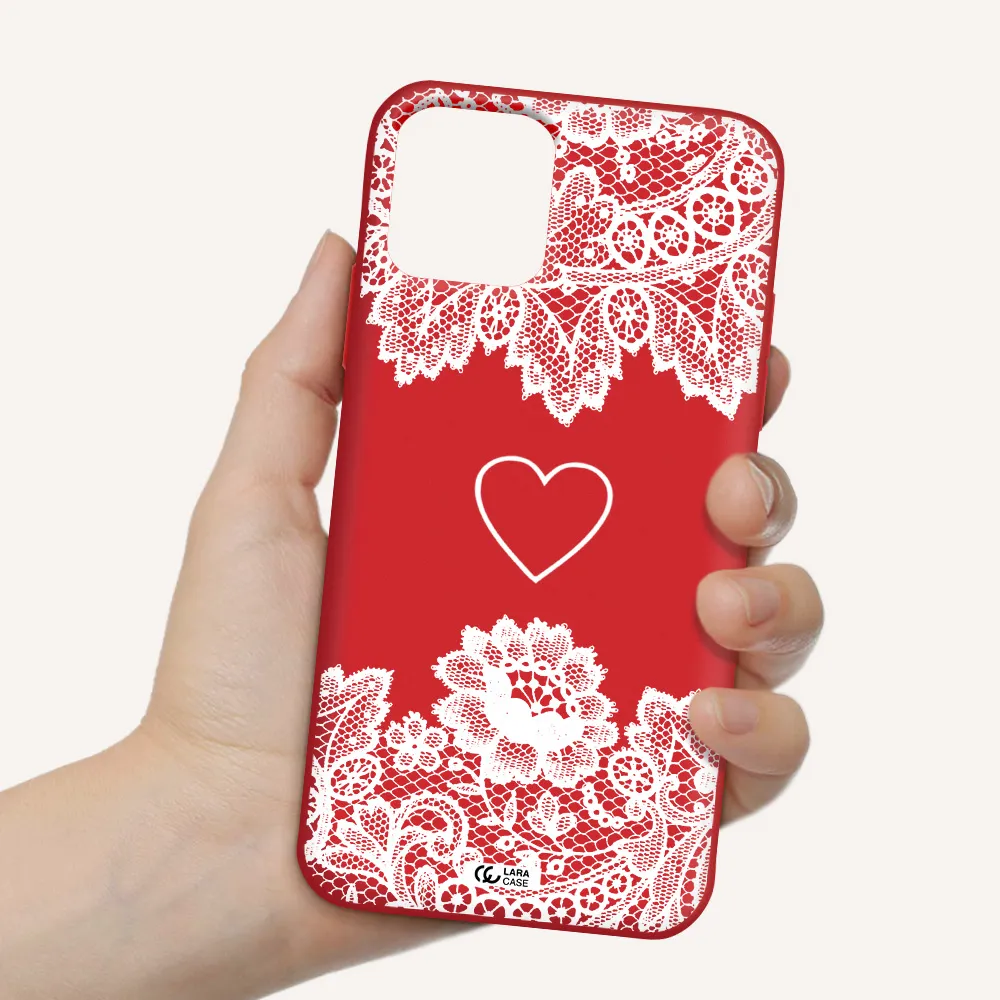 Mandala Heart Apple iPhone 11 pro Silicone Imperial Red Case