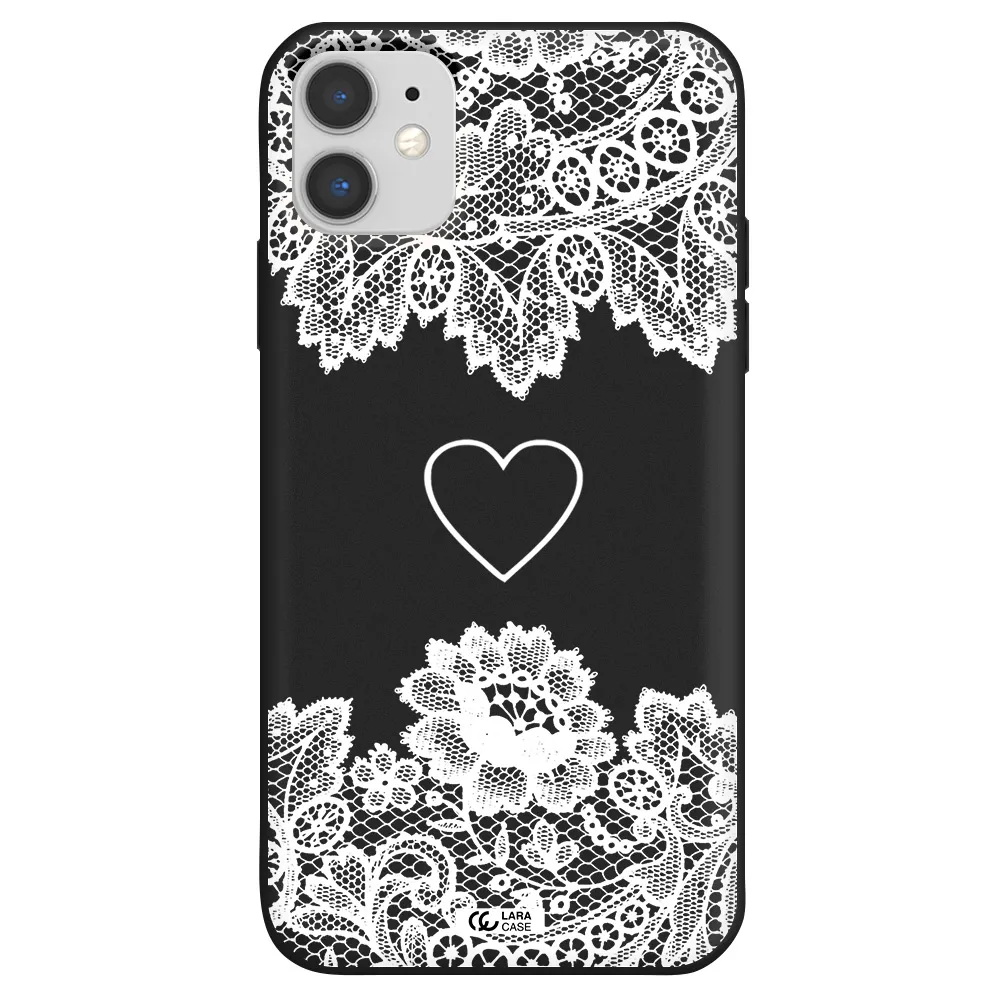 Mandala Heart Apple iPhone 11 Silicone black Case