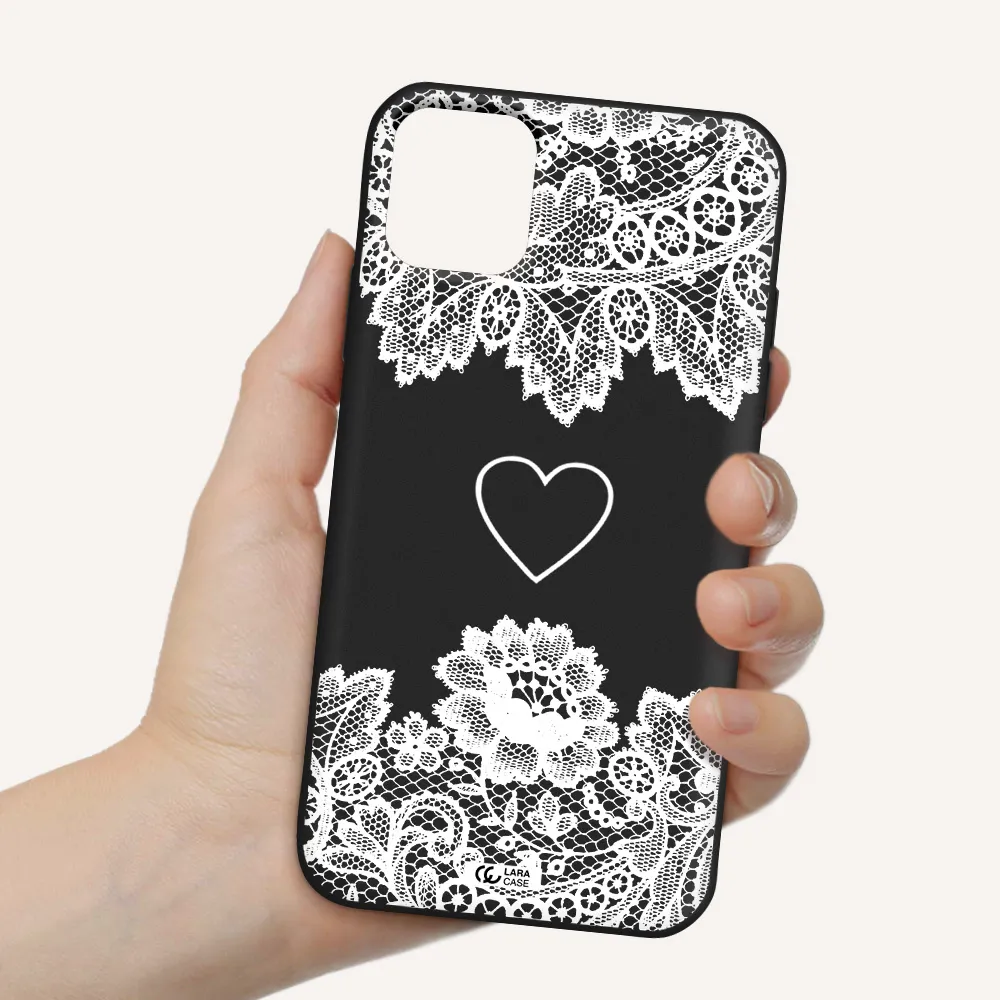 Mandala Heart Apple iPhone 11 Silicone black Case