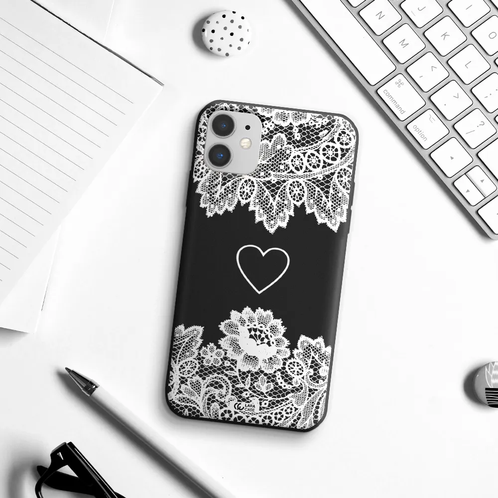 Mandala Heart Apple iPhone 11 Silicone black Case