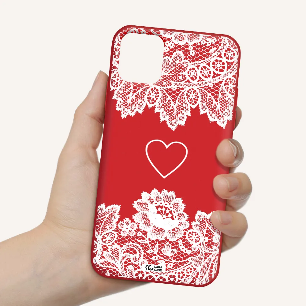 Mandala Heart Apple iPhone 11 Silicone Imperial Red Case