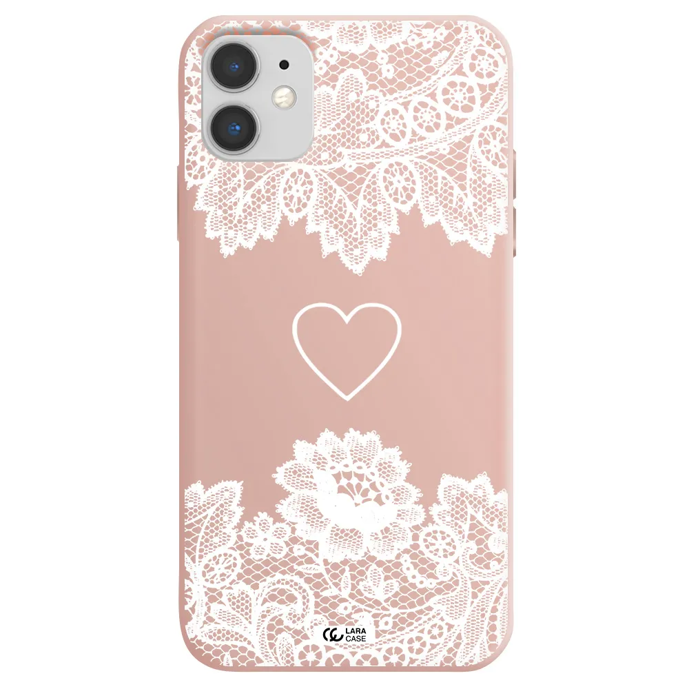 Mandala Heart Apple iPhone 11 Silicone pastel pink Case