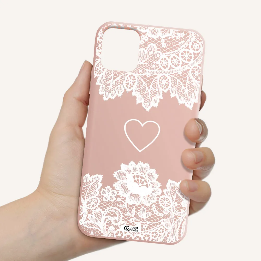 Mandala Heart Apple iPhone 11 Silicone pastel pink Case
