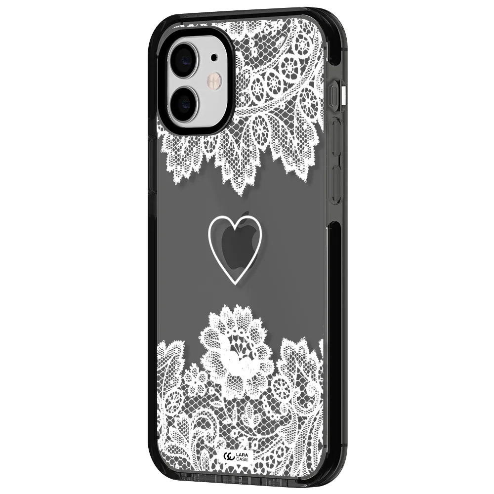Mandala Heart Apple iPhone 12 impact Smoke Black Case