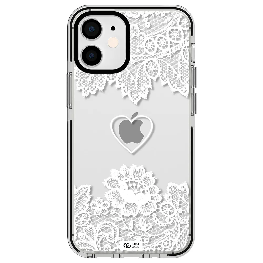 Mandala Heart Apple iPhone 12 mini impact black border Case