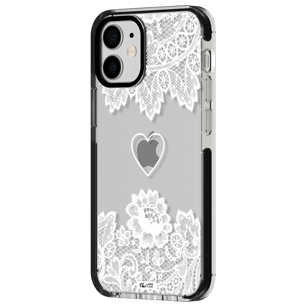 Mandala Heart Apple iPhone 12 mini impact black border Case