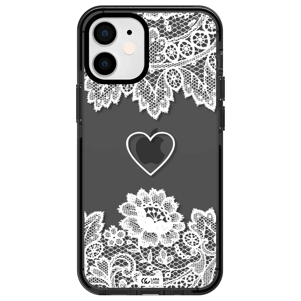 Mandala Heart Apple iPhone 12 mini impact Smoke Black Case