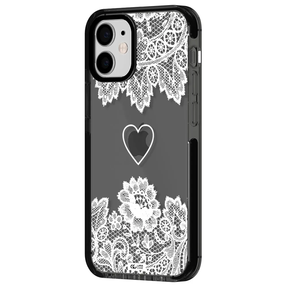 Mandala Heart Apple iPhone 12 mini impact Smoke Black Case