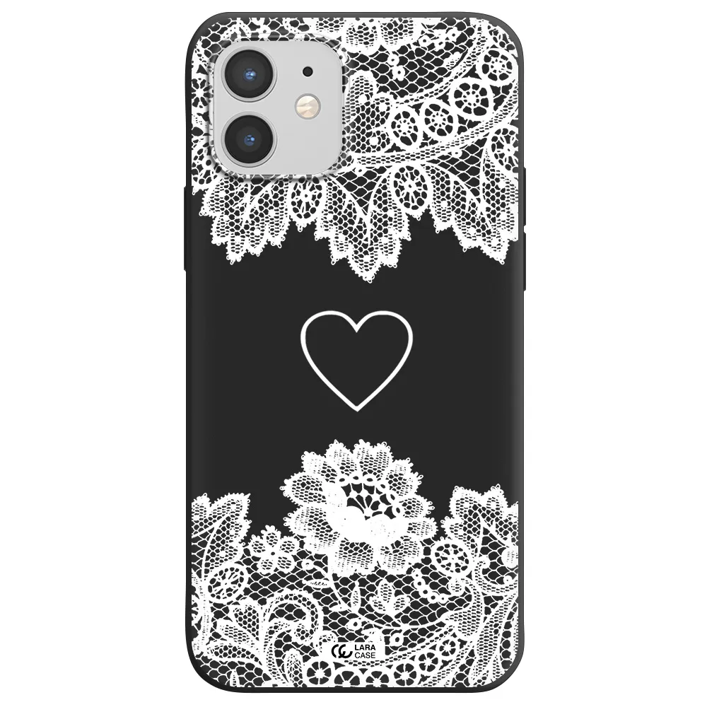 Mandala Heart Apple iPhone 12 mini Silicone black Case