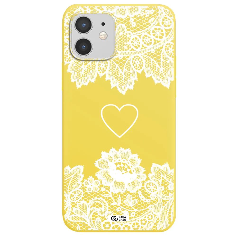 Mandala Heart Apple iPhone 12 mini Silicone canary yellow Case