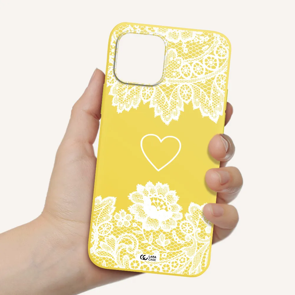 Mandala Heart Apple iPhone 12 mini Silicone canary yellow Case