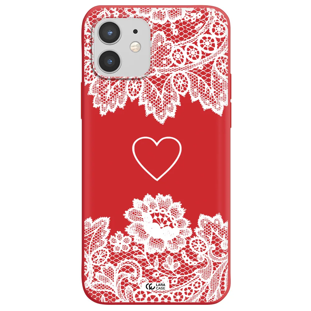 Mandala Heart Apple iPhone 12 mini Silicone Imperial Red Case