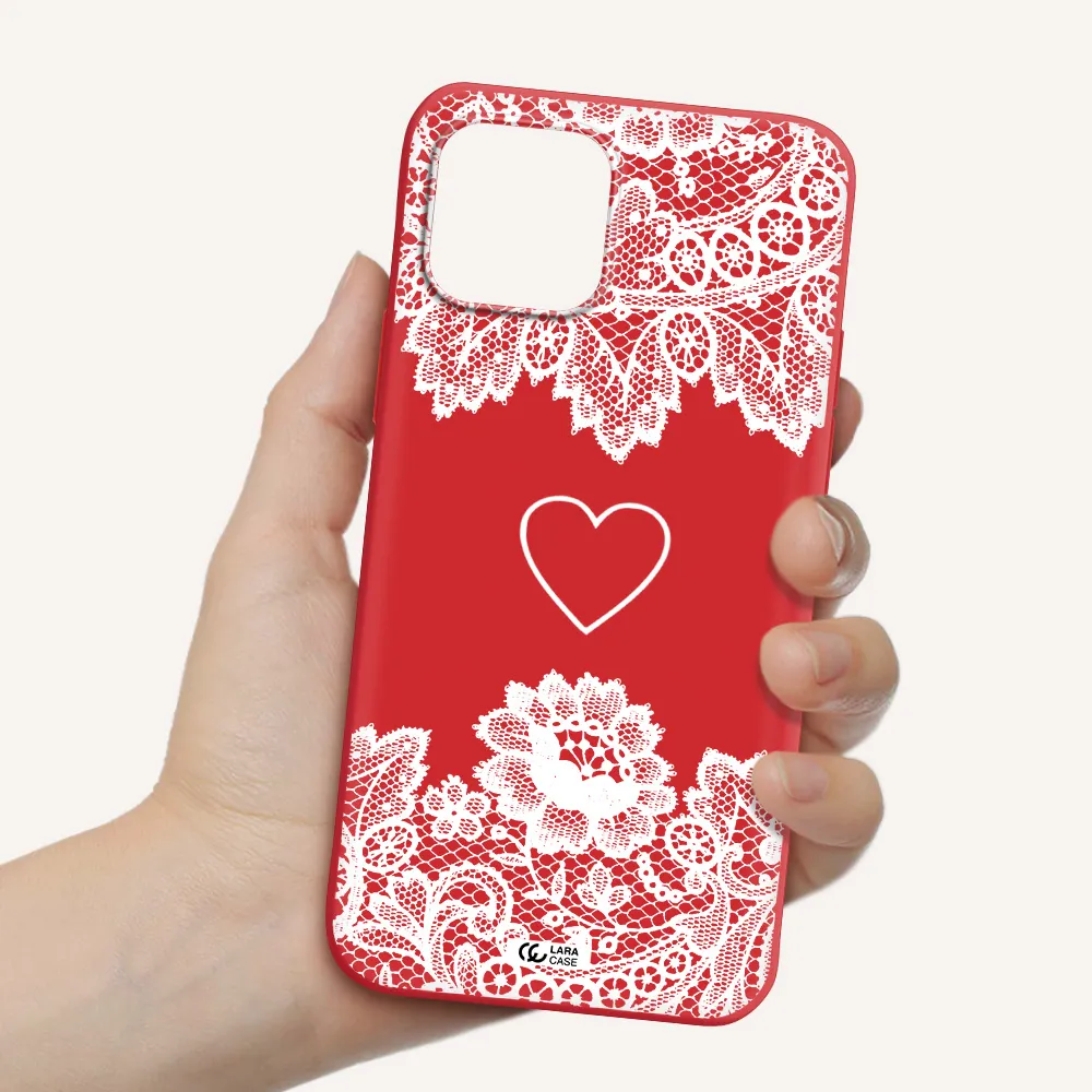 Mandala Heart Apple iPhone 12 mini Silicone Imperial Red Case