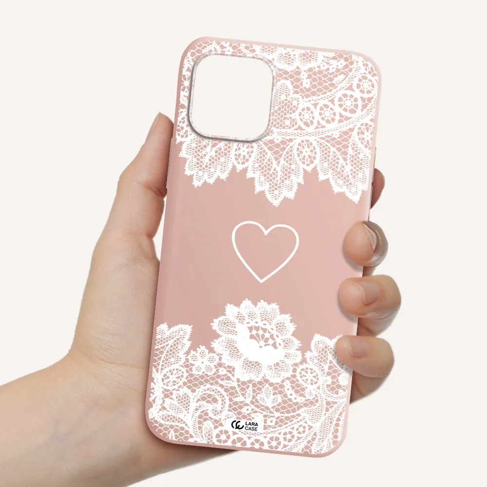 Mandala Heart Apple iPhone 12 mini Silicone pastel pink Case