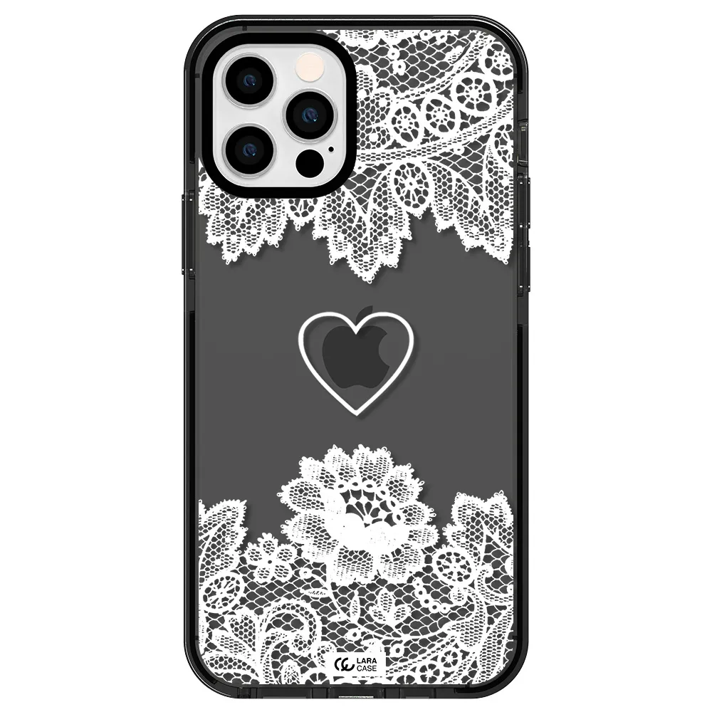 Mandala Heart Apple iPhone 12 pro impact Smoke Black Case