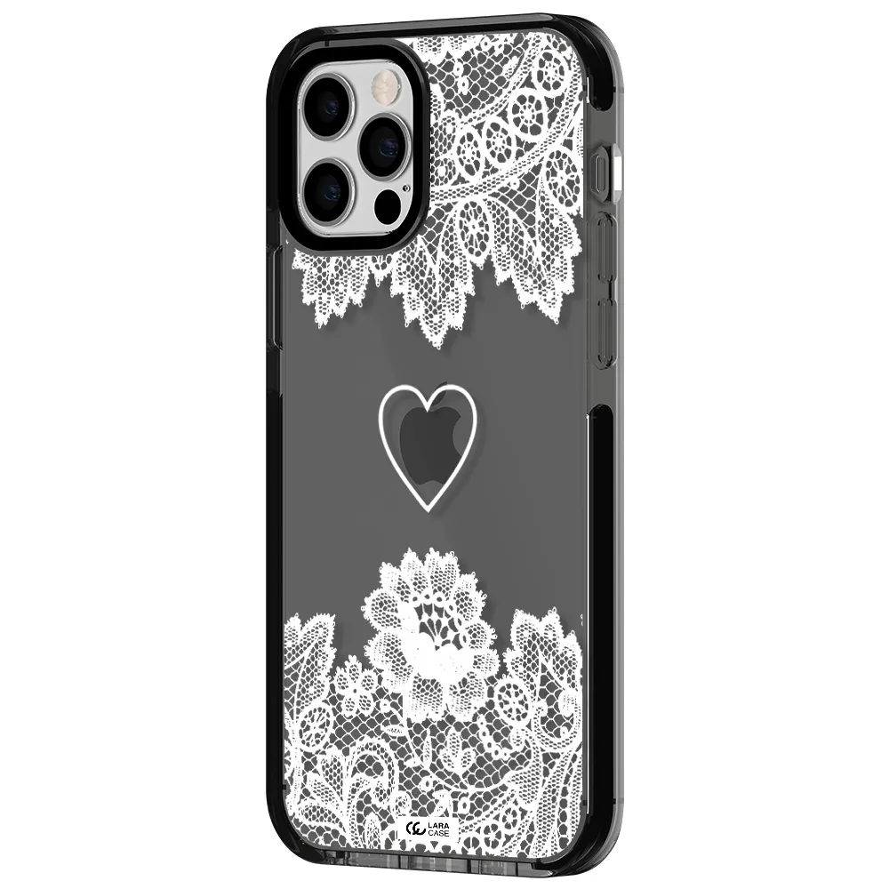 Mandala Heart Apple iPhone 12 pro impact Smoke Black Case