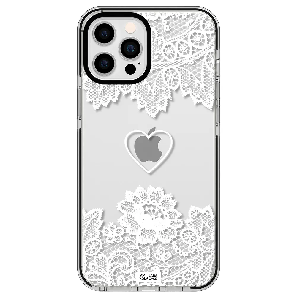 Mandala Heart Apple iPhone 12 pro max impact black border Case