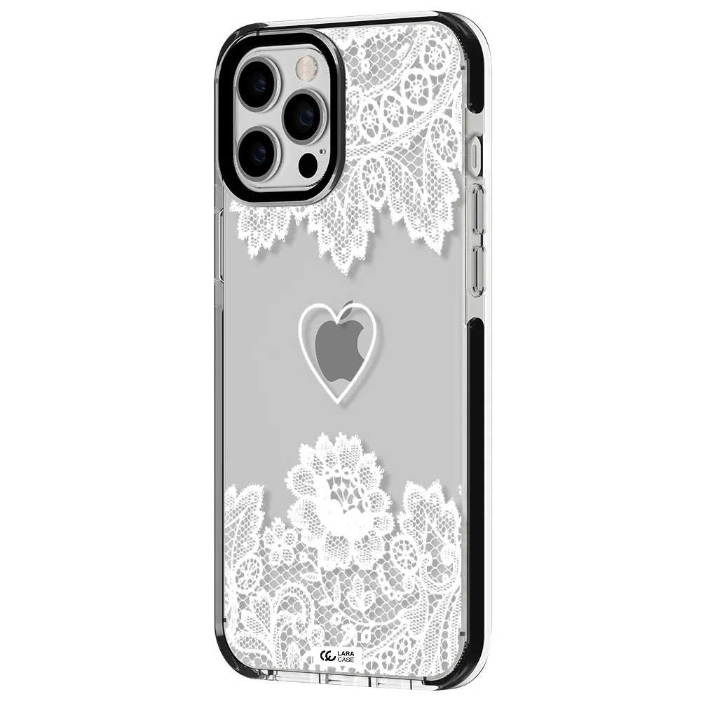 Mandala Heart Apple iPhone 12 pro max impact black border Case