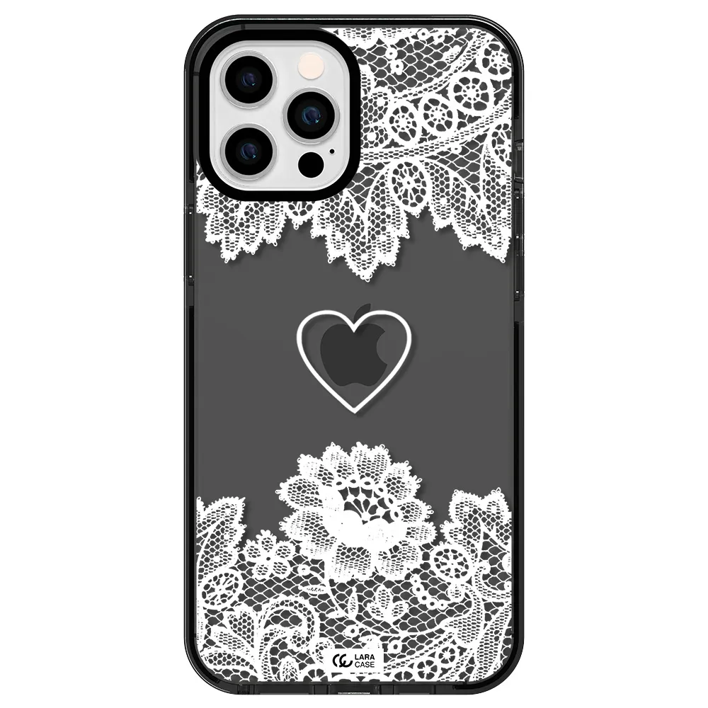 Mandala Heart Apple iPhone 12 pro max impact Smoke Black Case